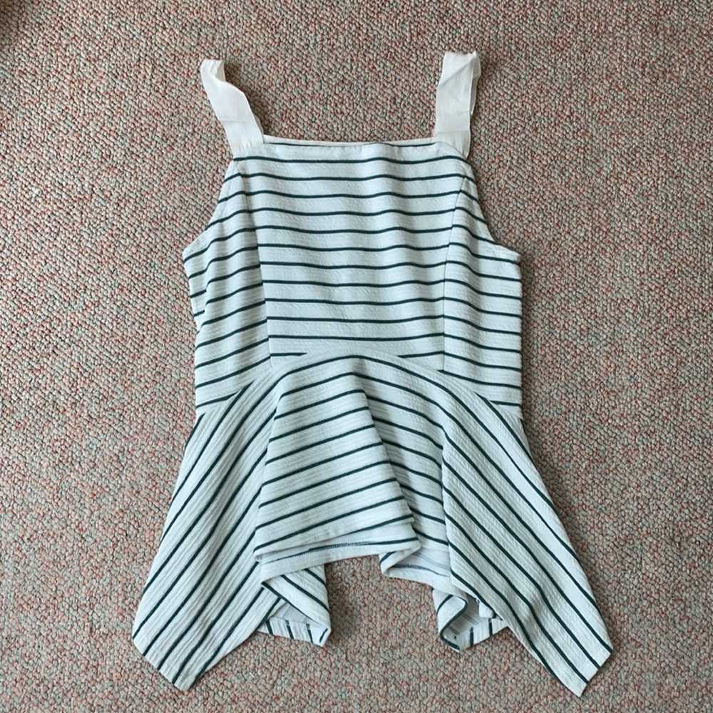 Anthropologie green & white stripe fit & flare top